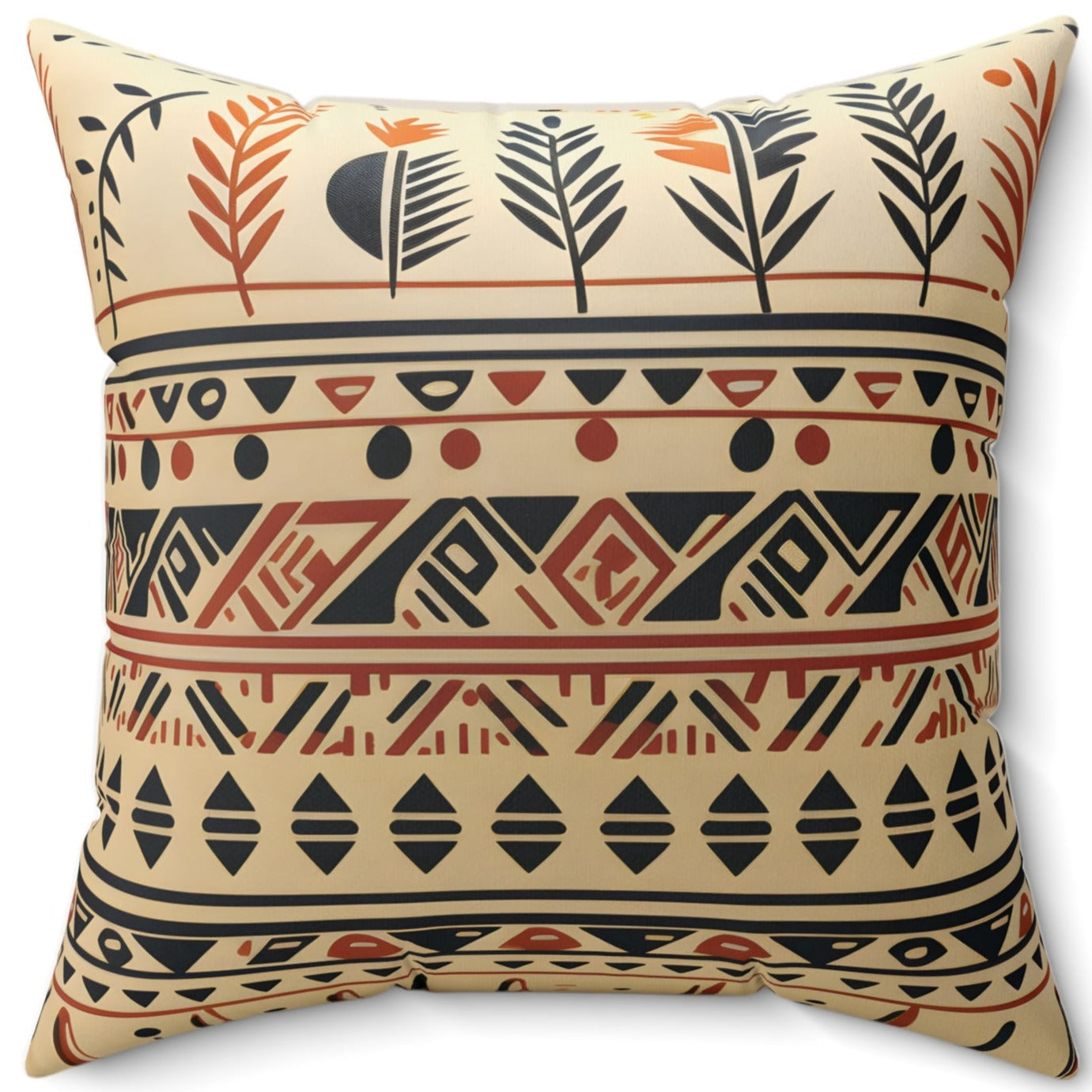 Earth Tones Boho Tribal Pillow | Soft Faux Suede Square Delight