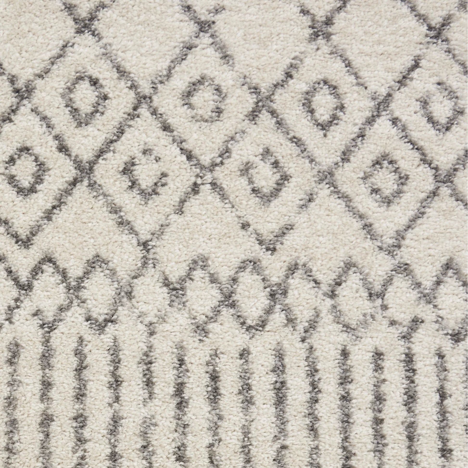 Minimalist Boho Tribal Pattern Rug - Ivory and Gray Geometric Design