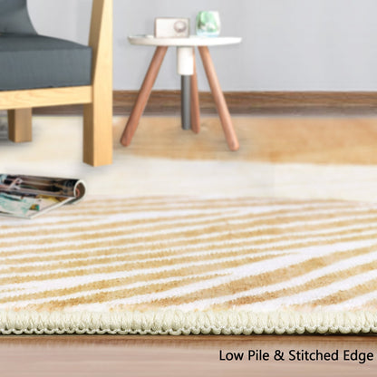 Boho Earth Tones Wave Rug - Yellow Beige Organic Shapes