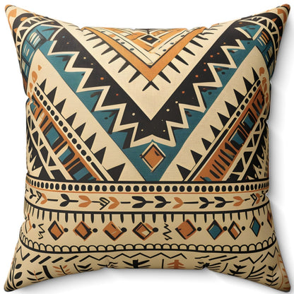 Earth tones Boho Tribal Pillow Design | Faux Suede Square Pillow