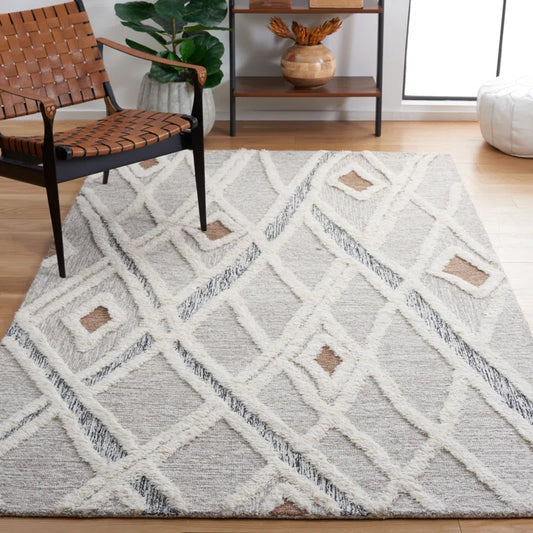 Modern Boho Diamond Shag Area Rug