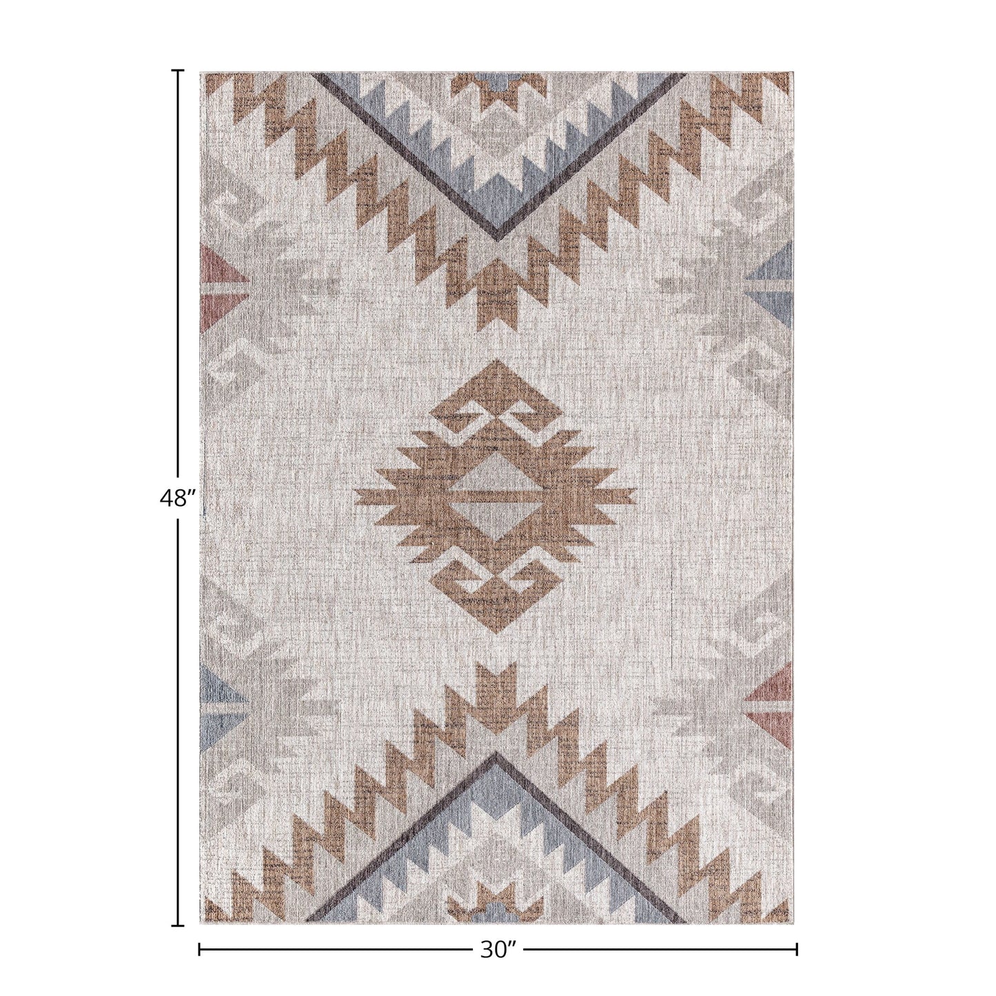 Boho Southwestern Aztec Rug - Earthy Tones with Tribal Motifs