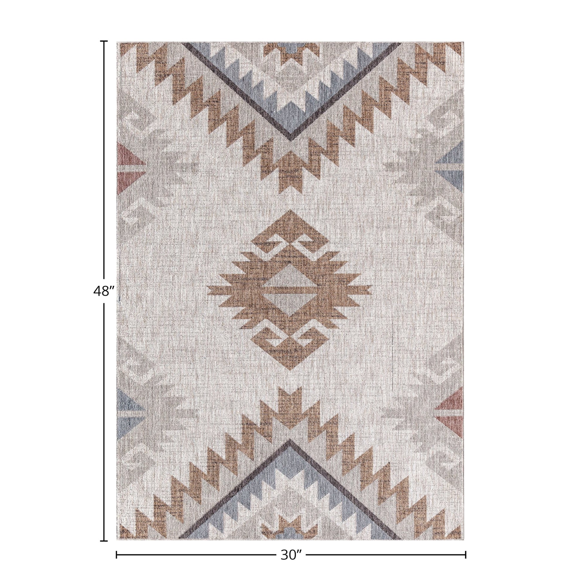 Boho Southwestern Aztec Rug - Earthy Tones with Tribal Motifs