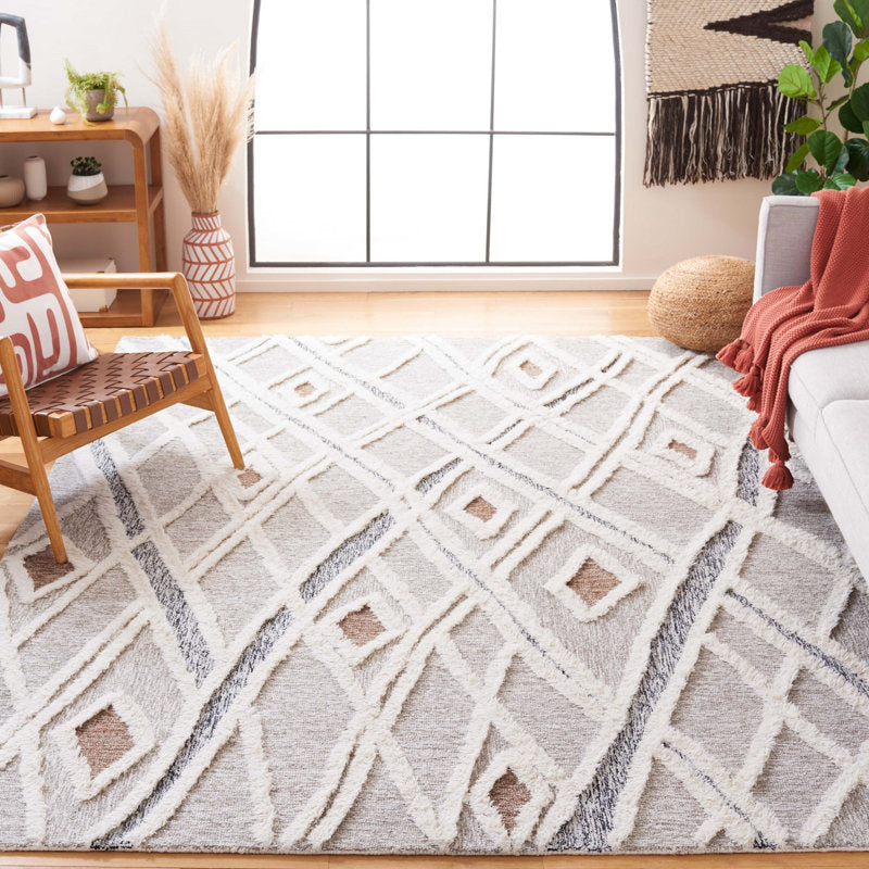 Modern Boho Diamond Shag Area Rug