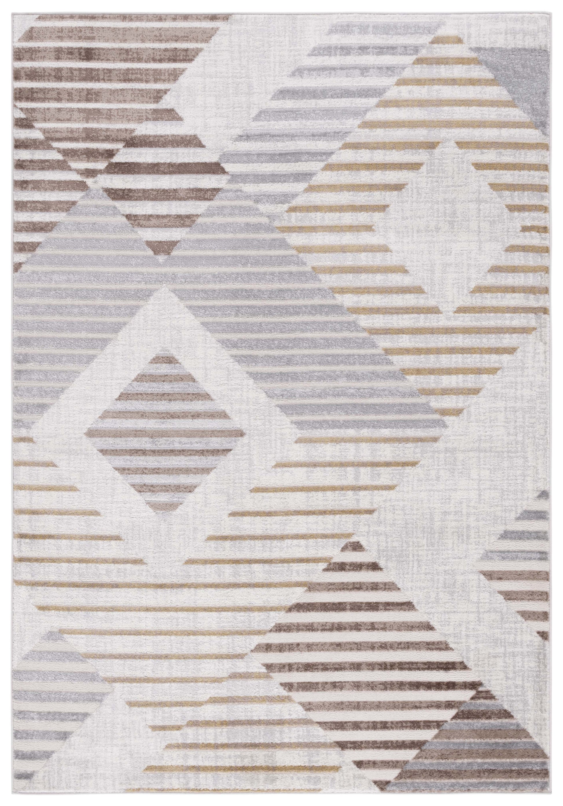 Boho Earthy Tones Geometric Rug - Neutral Striped Diamond Patterns