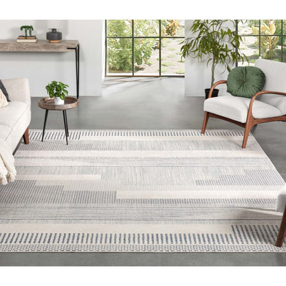 Boho Patchwork Harmony Rug - Soft Beige and Gray Linear Patterns