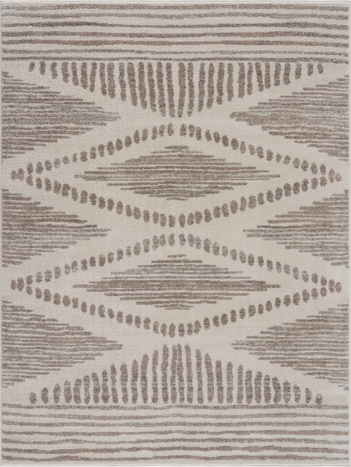 Boho Linear Pattern Rug - Ivory, Beige, Gray