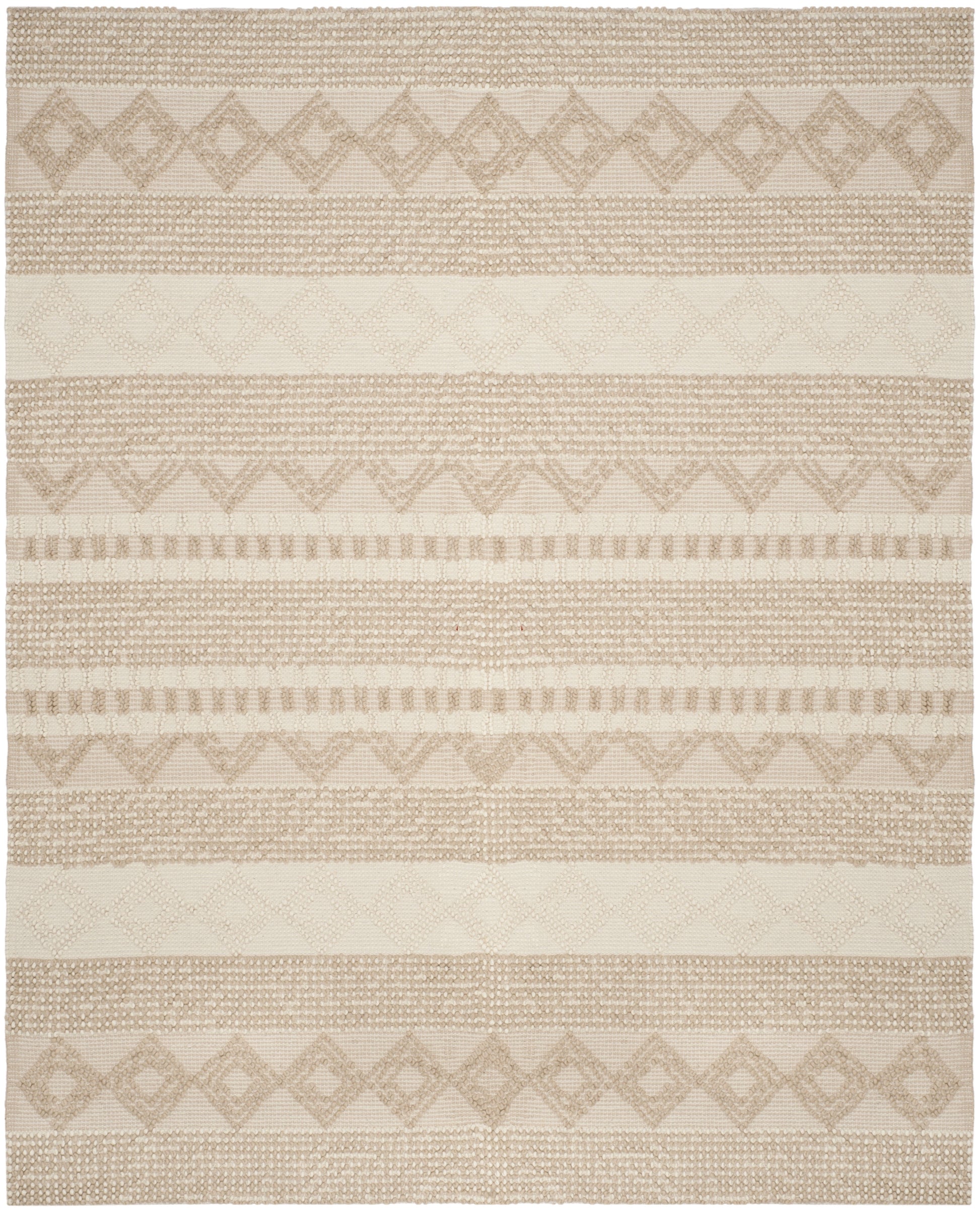 Minimalist Boho Pattern Rug - Ivory and Beige Geometric Design