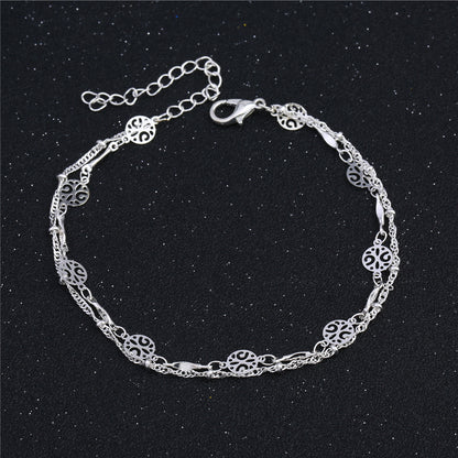 Elegant Hollow Silver Anklet 