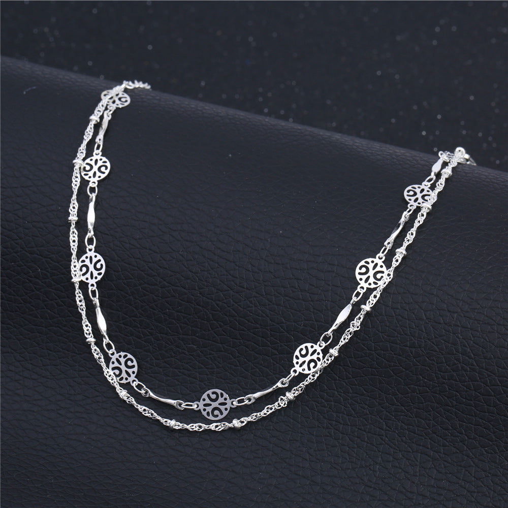 Elegant Hollow Silver Anklet 