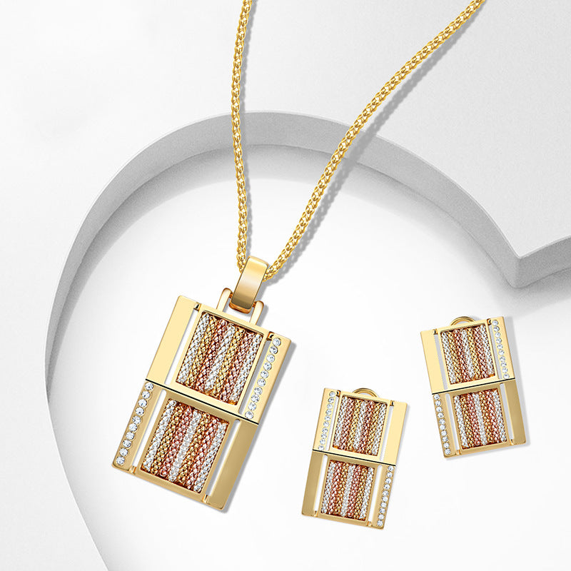 Exquisite Square Alloy Two-Piece Jewelry Set 