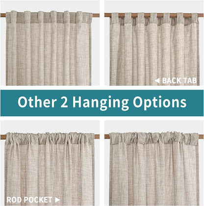 Natural Faux Linen Curtain 2 Panels Set