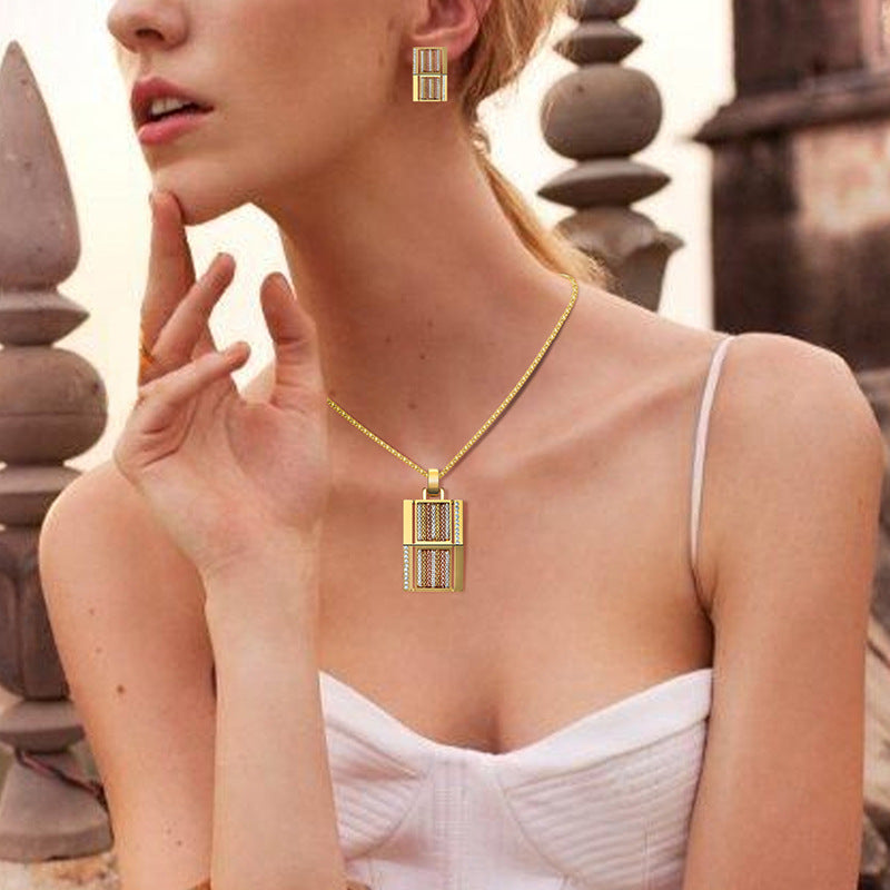 Exquisite Square Alloy Two-Piece Jewelry Set 