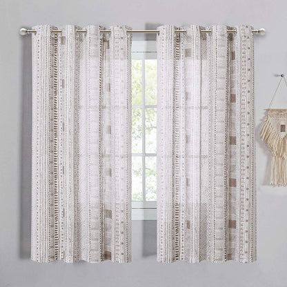 Linen Texture Semi Sheer Curtains 2 Panels - Taupe