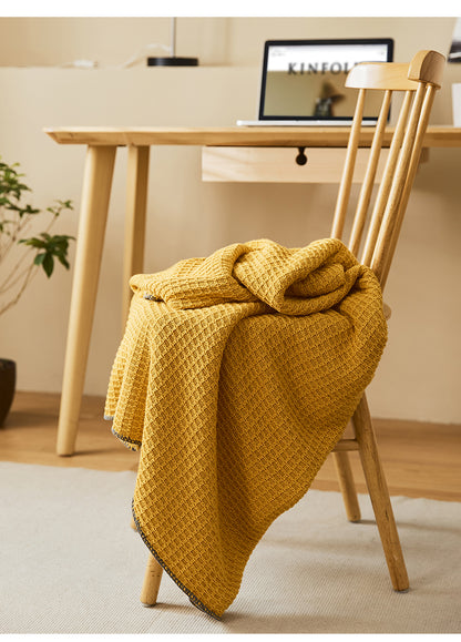 Cotton Waffle Nap Knitted Blanket | 5 Optional Colors