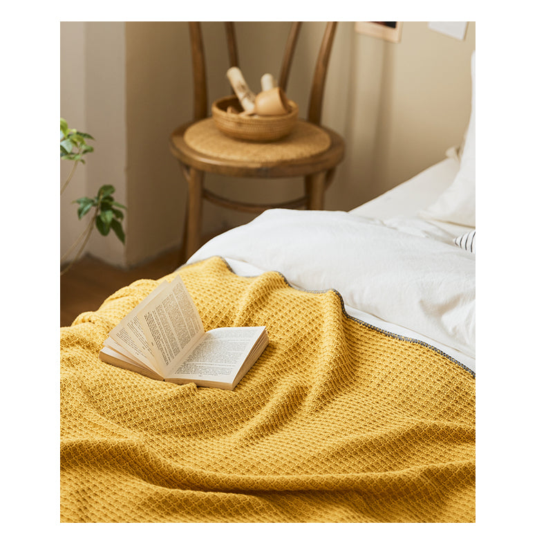 Cotton Waffle Nap Knitted Blanket | 5 Optional Colors