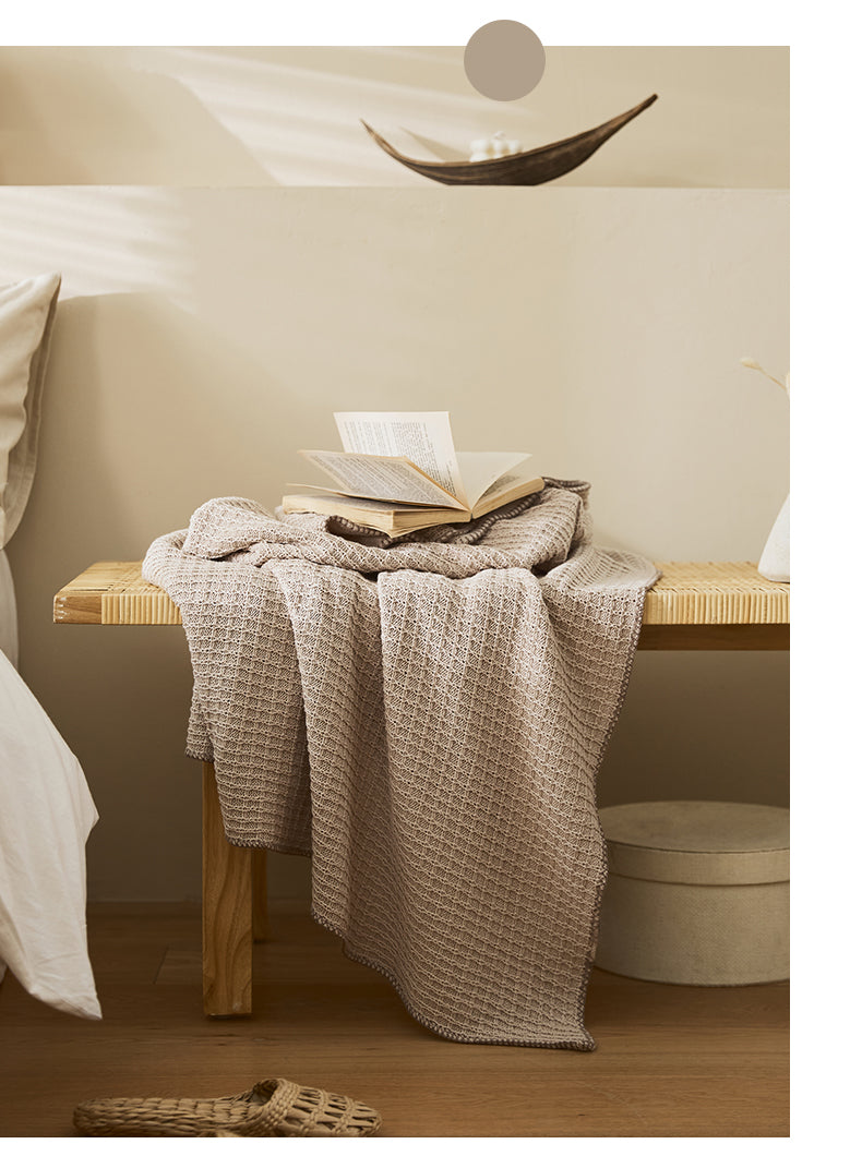 Cotton Waffle Nap Knitted Blanket | 5 Optional Colors