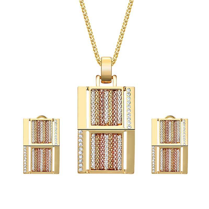 Exquisite Square Alloy Two-Piece Jewelry Set 