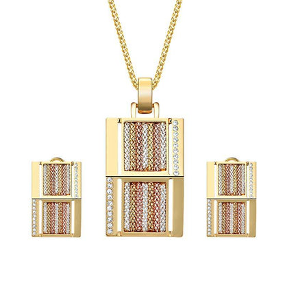 Exquisite Square Alloy Two-Piece Jewelry Set 