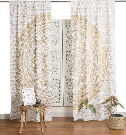 Indian Mandala Curtain Panels - Ombre and Gold