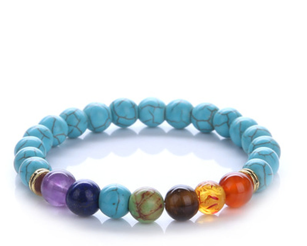 Blue Turquoise Chakra Energy Bracelet - Yoga Beads for Spiritual Balance