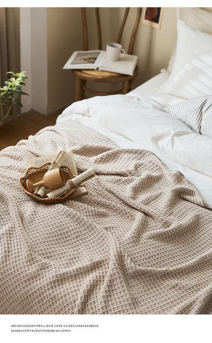 Cotton Waffle Nap Knitted Blanket | 5 Optional Colors