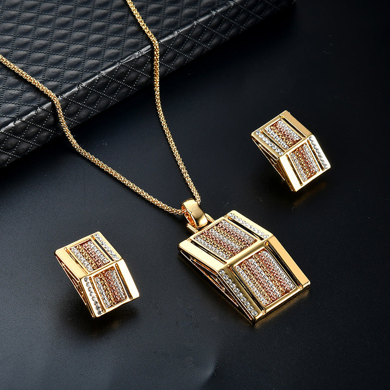 Exquisite Square Alloy Two-Piece Jewelry Set 