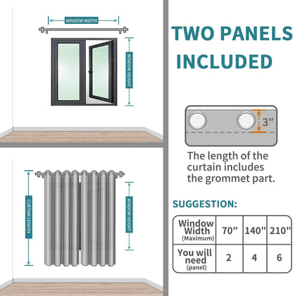 Natural Faux Linen Curtain 2 Panels Set