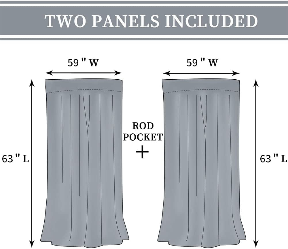 Cotton Linen Darkening Curtains Rod Pocket Drapes 2 Panels