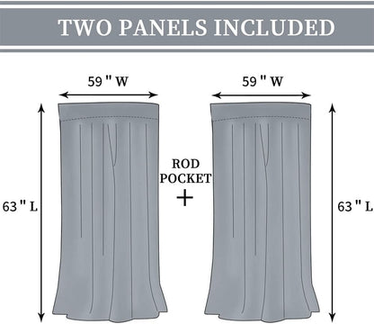 Cotton Linen Darkening Curtains Rod Pocket Drapes 2 Panels