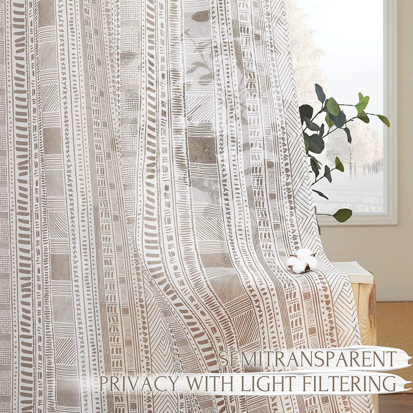 Grommet Vertical Flax Linen Sheer Curtain