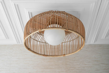 Rattan Basket Shade with Globe