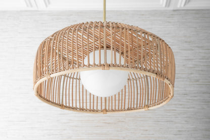 Rattan Basket Shade with Globe