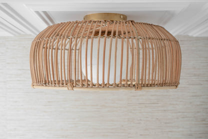 Rattan Basket Shade with Globe