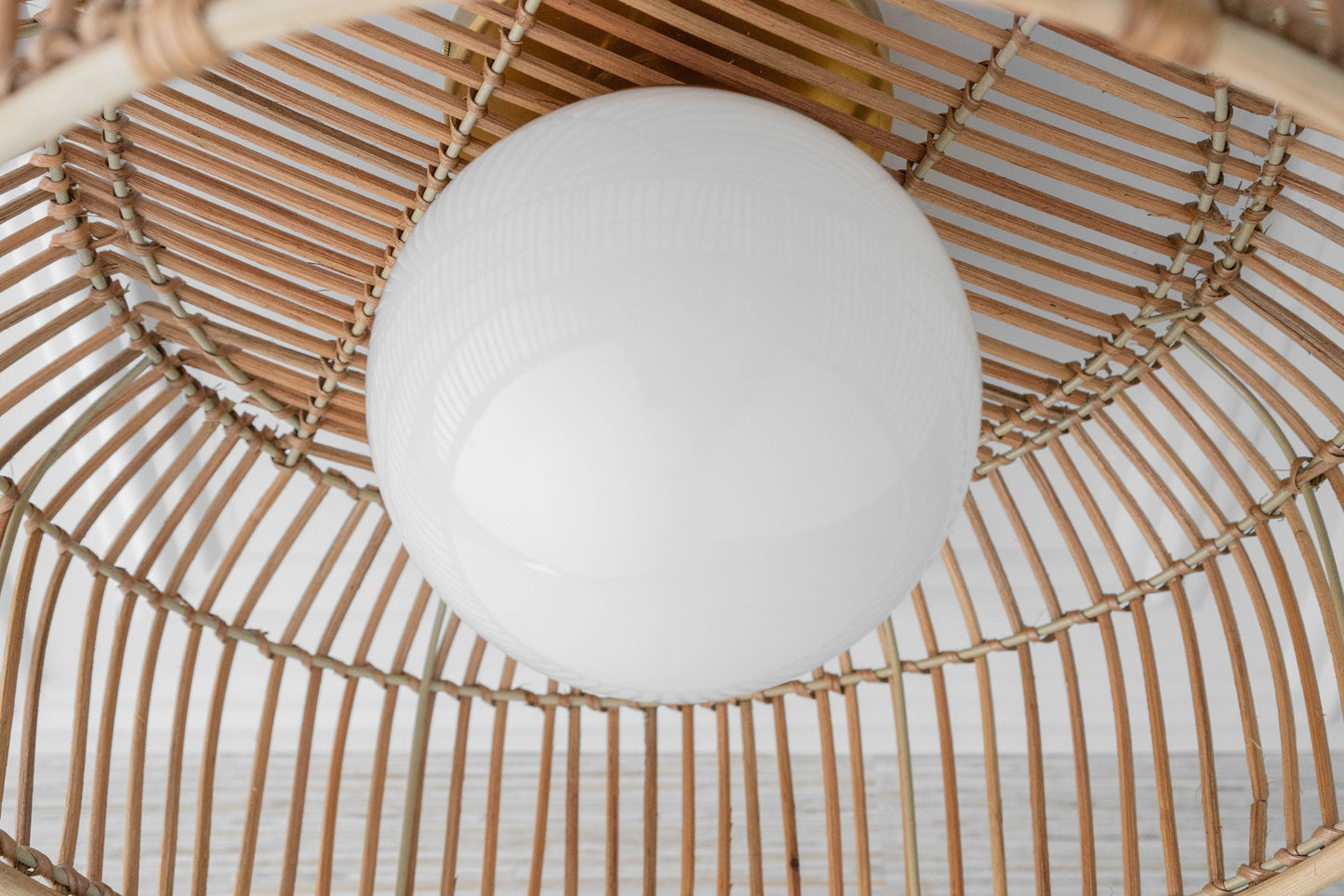 Rattan Basket Shade with Globe