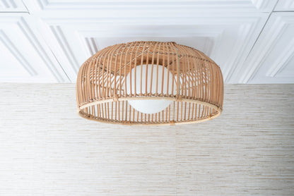 Rattan Basket Shade with Globe