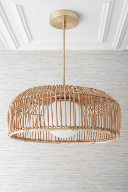 Rattan Basket Shade with Globe